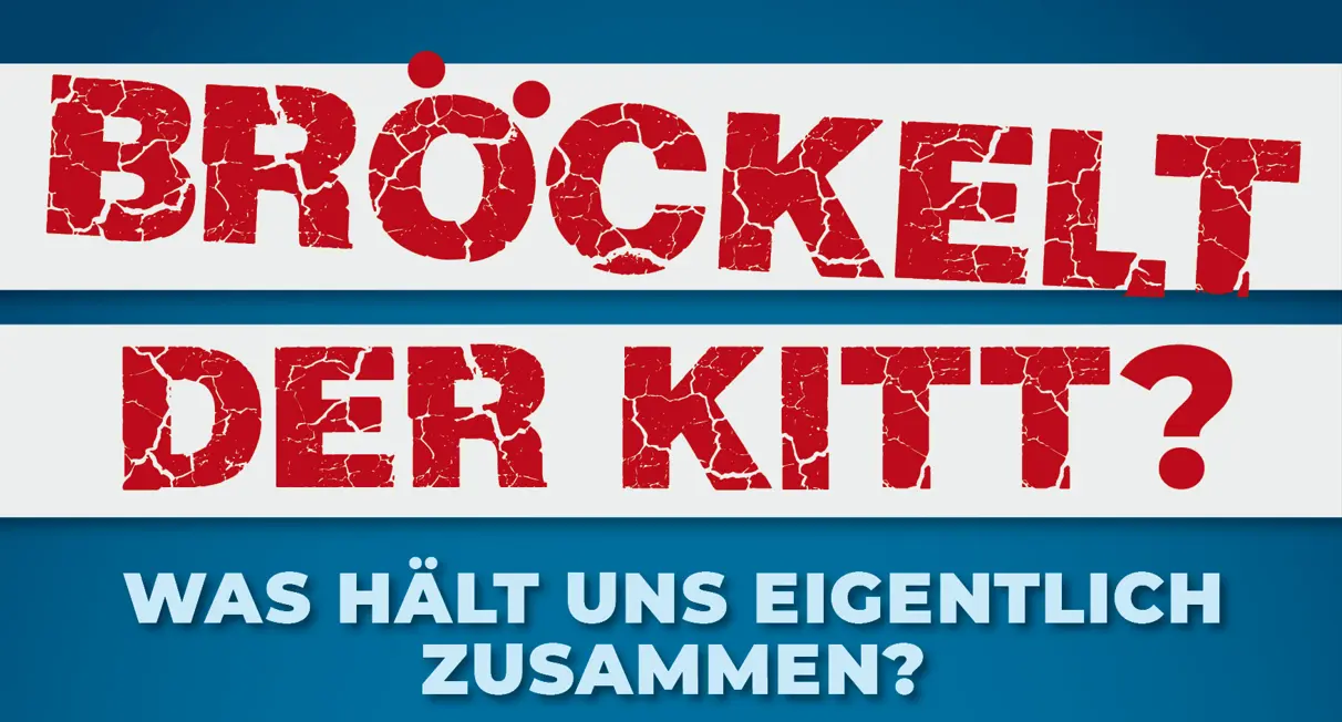 Plakat der Gesprächsreihe Bröckelt der Kitt? mit allen sechs Terminen im Café Konvent Lübeck